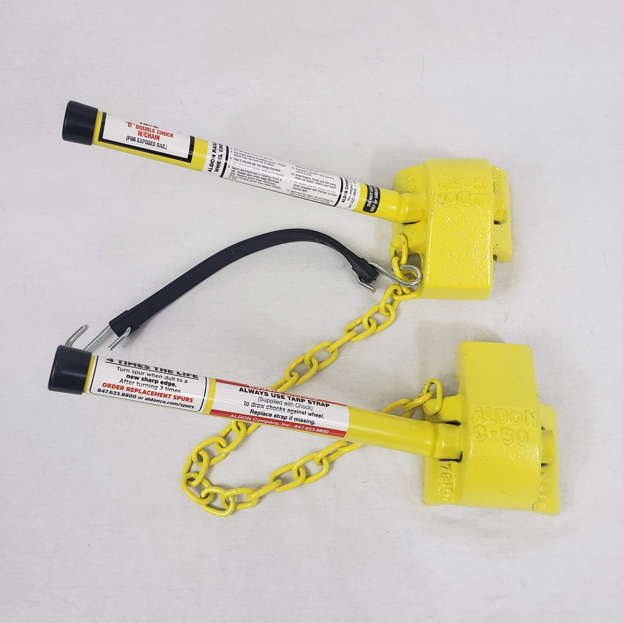 Railroad Tools and Solutions, Inc. SEVERE DUTY, DOUBLE CHOCKS CHAINED Railroad Tools and