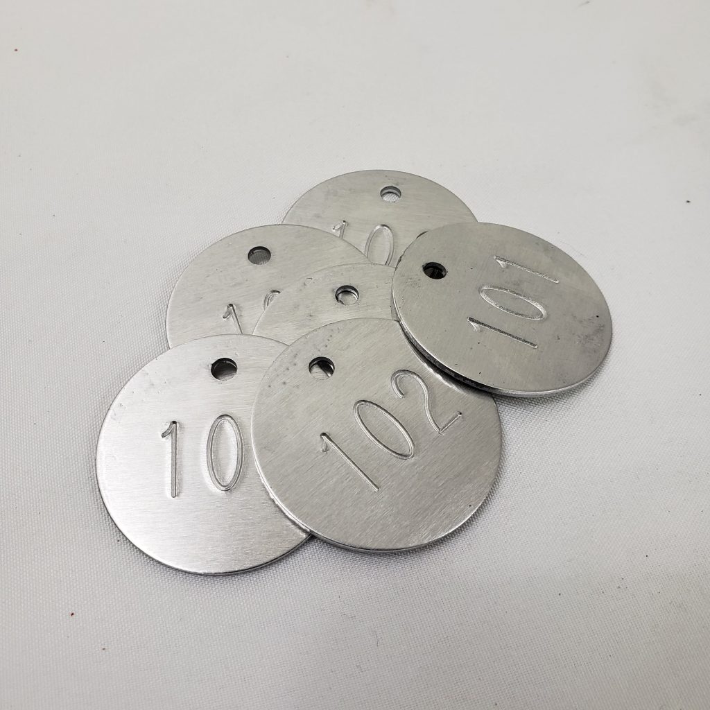 Tag Railing Railroad Tools and Solutions, Inc. | TIE TAGS ROUND ALUMINUM 1 ¼ DIA.